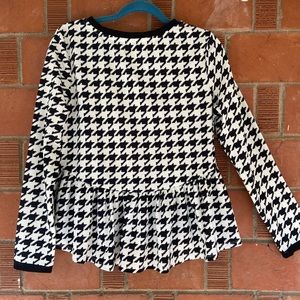 Houndstooth peplum long sleeve